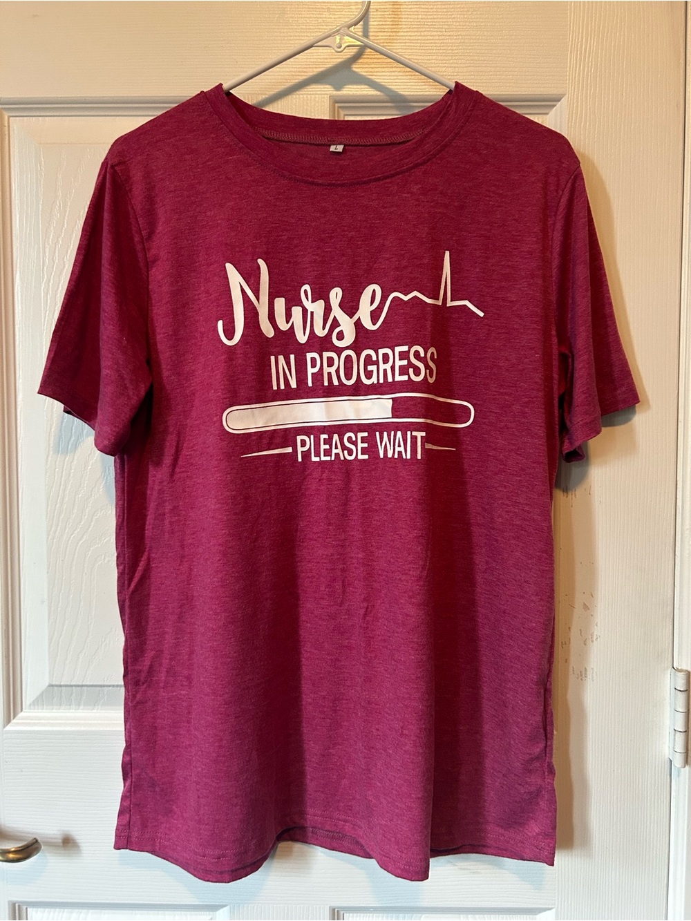 Nurse In Progress Graphic Tee - Burgundy with White Print